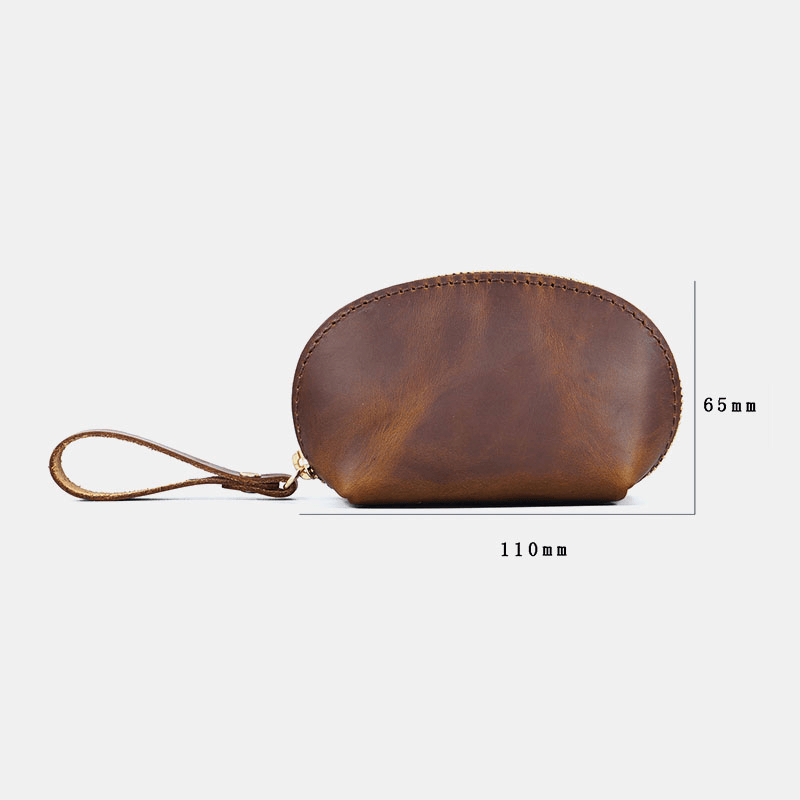 Men Genuien Leather Retro Mini Cute Hand-Carry Storage Bag Coin Bag Wallet - MRSLM