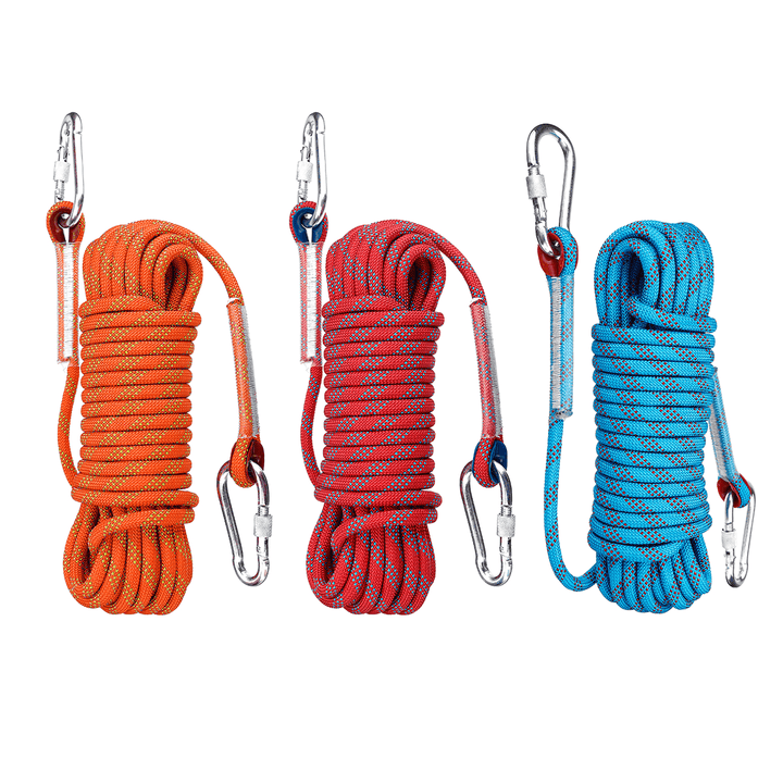 10Mx10Mm Double Buckle Rock Climbing Rope Outdoor Sports Hiking Climbing Downhill Safety Rope - MRSLM