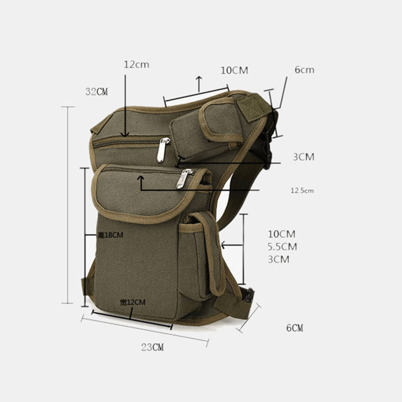 Men Canvas Camouflage Tactical Outdoor Multifunction Casual Travel Sport Fishing Gear Bag Waist Bag Leg Bag for Riding Cycling - MRSLM