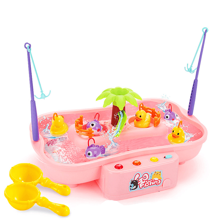 Mini Rotating Duck Fishing Game Set Fully Automatic Light and Music Children'S Play House Toys - MRSLM