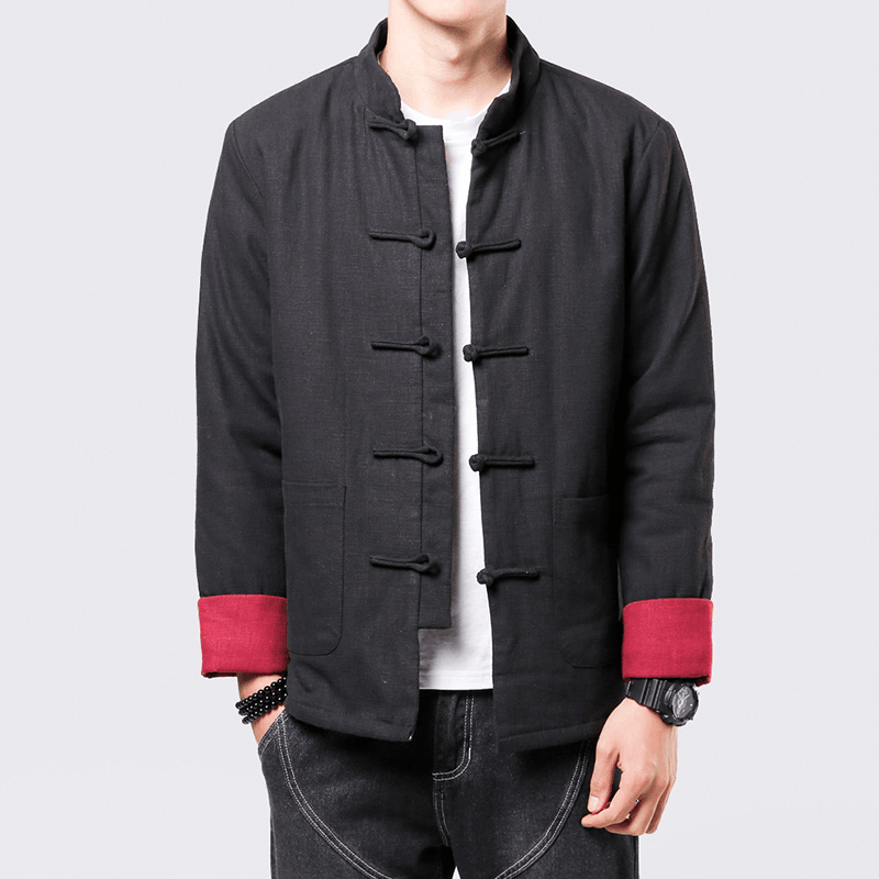 Fashionable and Simple Men'S Disc Button Padded Jacket - MRSLM