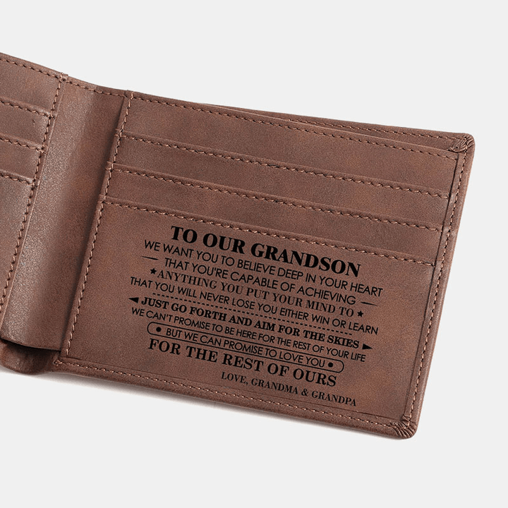 Men Bifold Leather Wallets Laser Laser Lettering PU Leather Card Holder Coin Purse Wallets - MRSLM