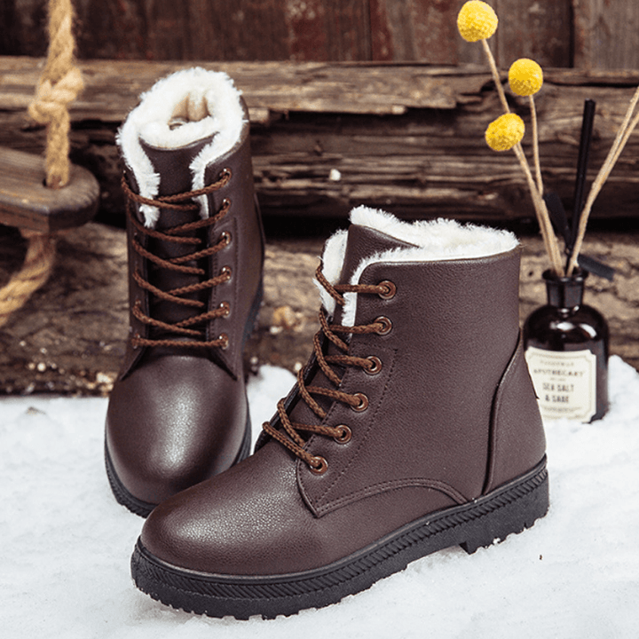 Women Casual Comfy Keep Warm Fur Lining Snow Boots - MRSLM