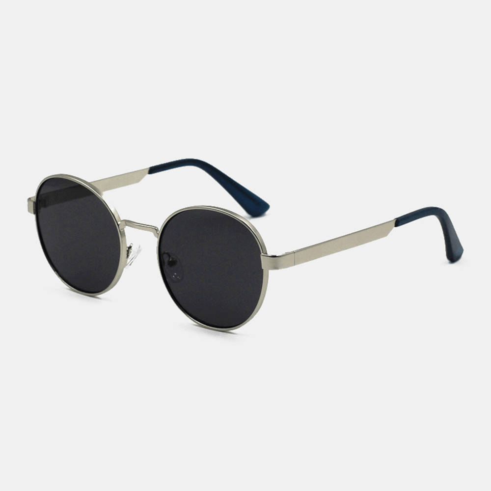 Men Resin Positive Circle Full-Frame Tinted Lens Travel Driving UV Protection Sunglasses - MRSLM