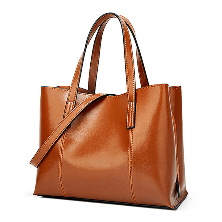 Women PU Leather Casual Handbag Large Capacity Tote Bag - MRSLM
