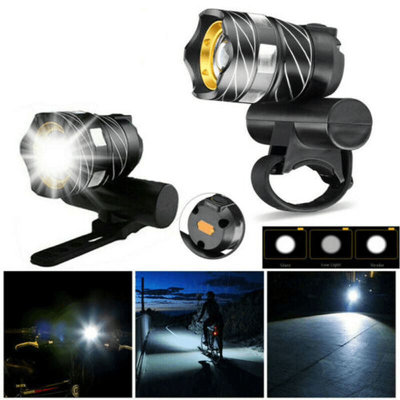 XANES® XL44 650LM T6 LED Zoomable Bike Headlight USB Charging Super Bright Bike Front Light Cycling Warning Light - MRSLM