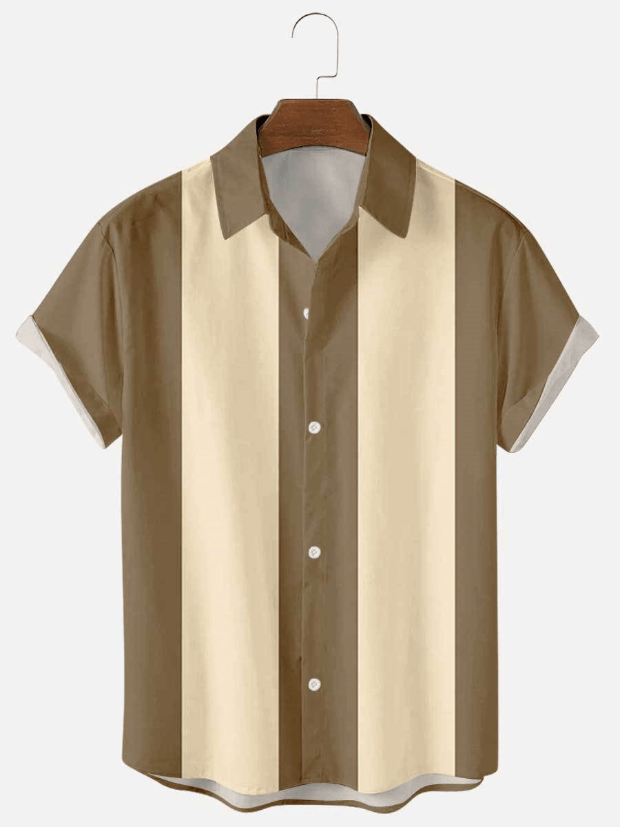 Summer Short-Sleeved Shirt, Striped 3D Digital Printing, Men'S Top Shirt - MRSLM