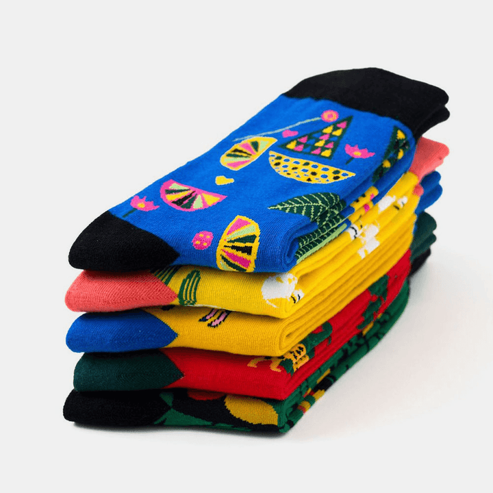Unisex Animal Series Pattern Colourful Patchwork Color Cute Tube Socks - MRSLM