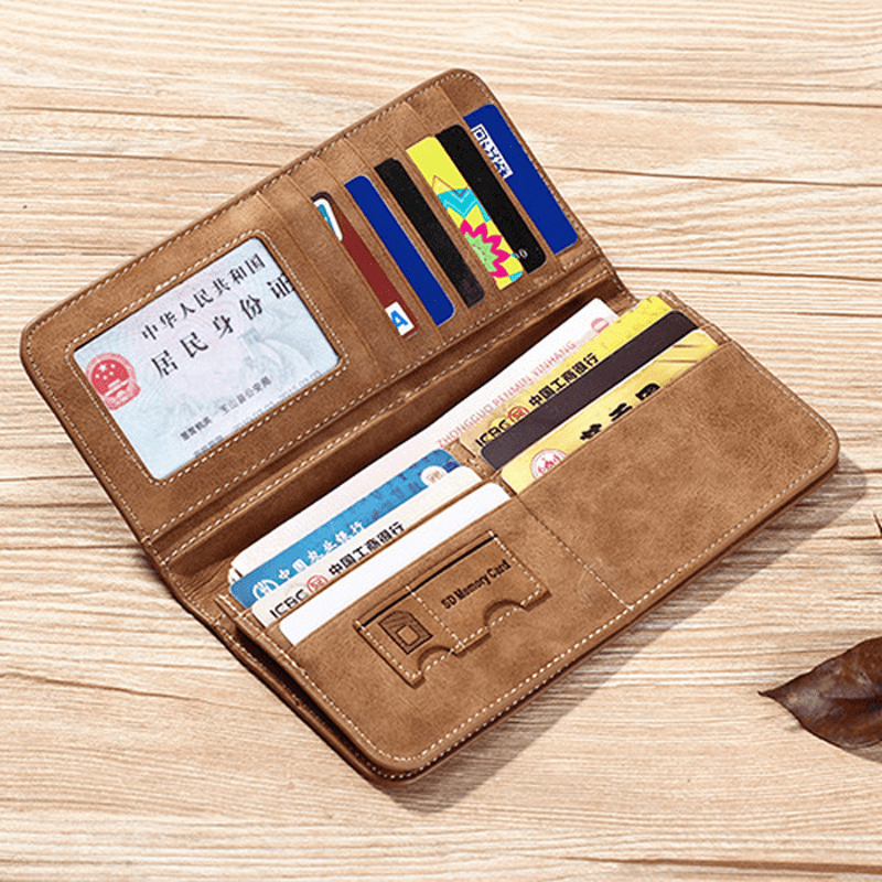 Vertical PU Leather Wallet 13 Card Slots Card Holder Casual Bill Holder for Men - MRSLM
