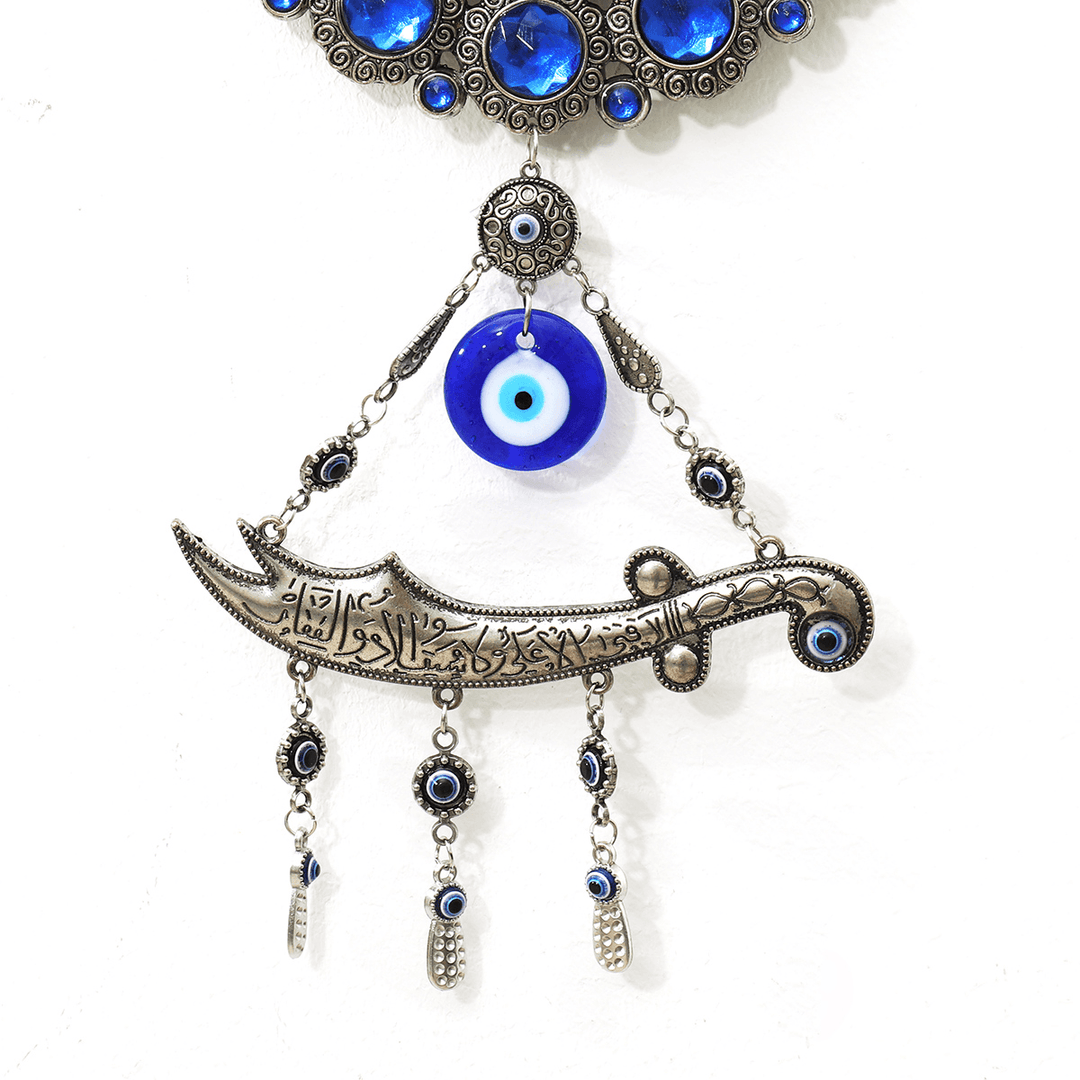 Blue Evil-Eye Wall-Mounted Clock Watch Diamond Pendant Home Amulet Hanging Decor Ornament - MRSLM