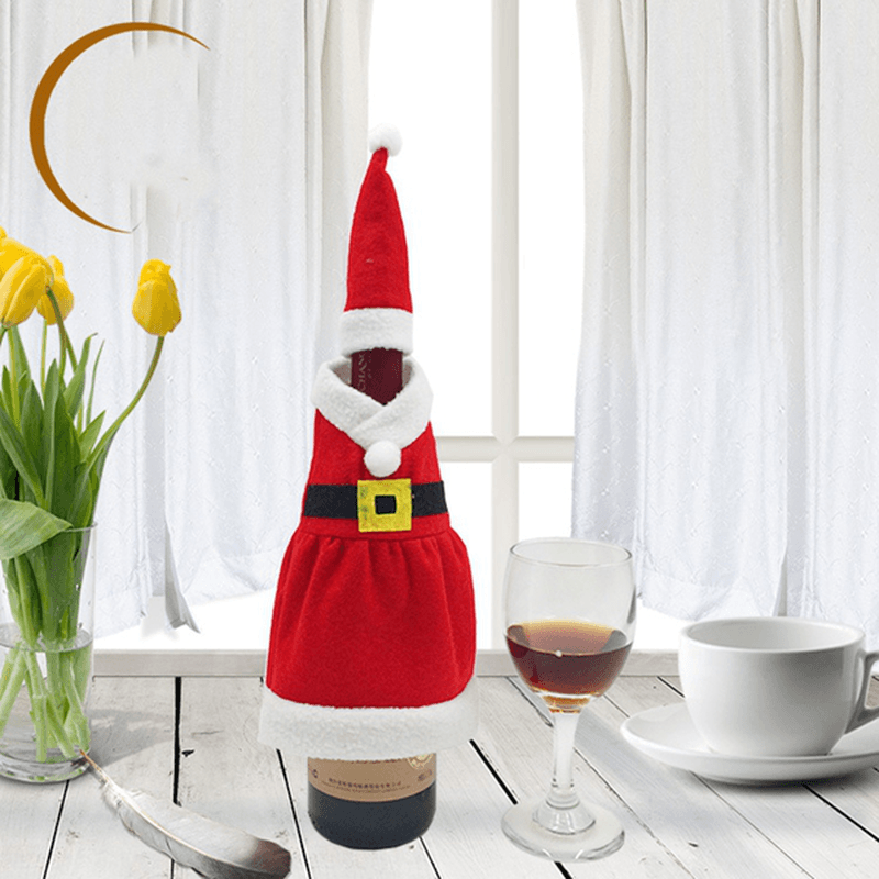 Xmas Santa Claus Red Wine Bottle Cover Wrap Christmas Party Table Dinner Decor Cover Bags Home Party - MRSLM