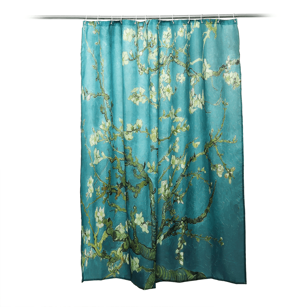 Flower Waterproof Shower Curtain Waterproof Polyester Fabric Bathroom Curtains for 12 Hooks - MRSLM
