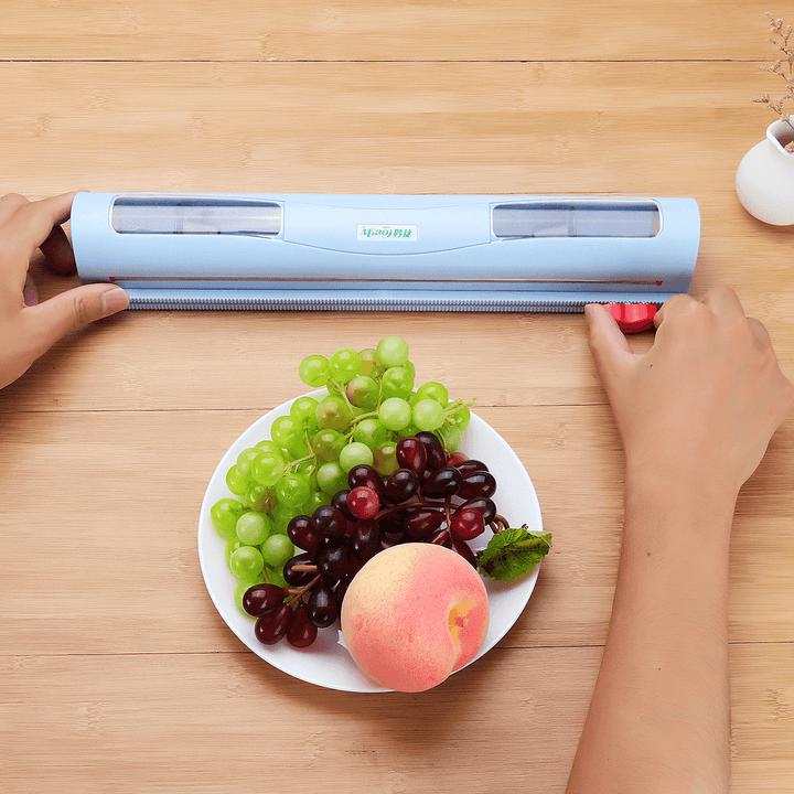 Plastic Vegetable Food Wrap Cutter Film Dispenser Cling Foil Kitchen Storage Holder Tool - MRSLM