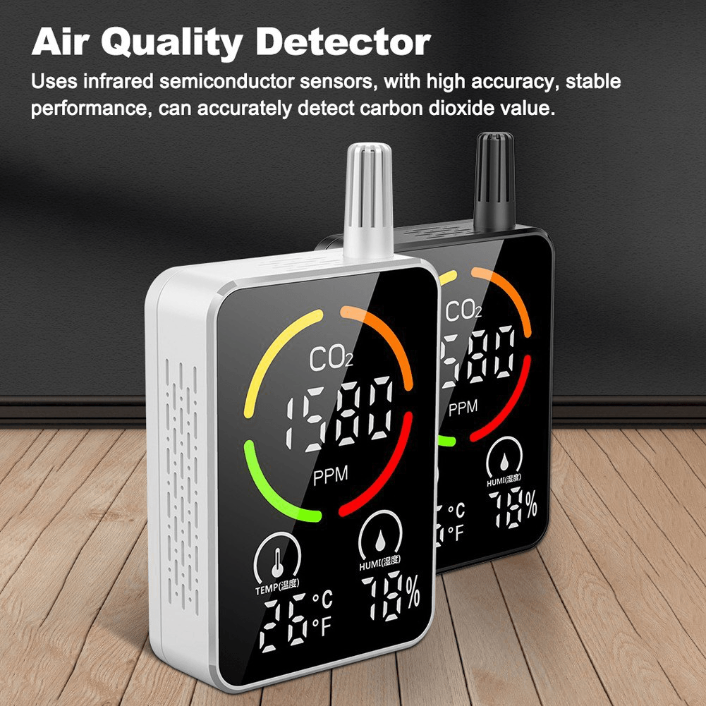 3 in 1 CO2 Temperature Humidity Monitor Infrared Semiconductor Multifunctional Air Quality Detector - MRSLM