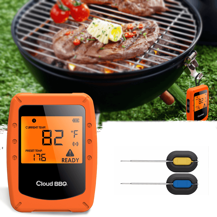 2 Probes Wireless Smart BBQ Thermometer Oven Meat Food Bluetooth Wifi for IOS Android - MRSLM