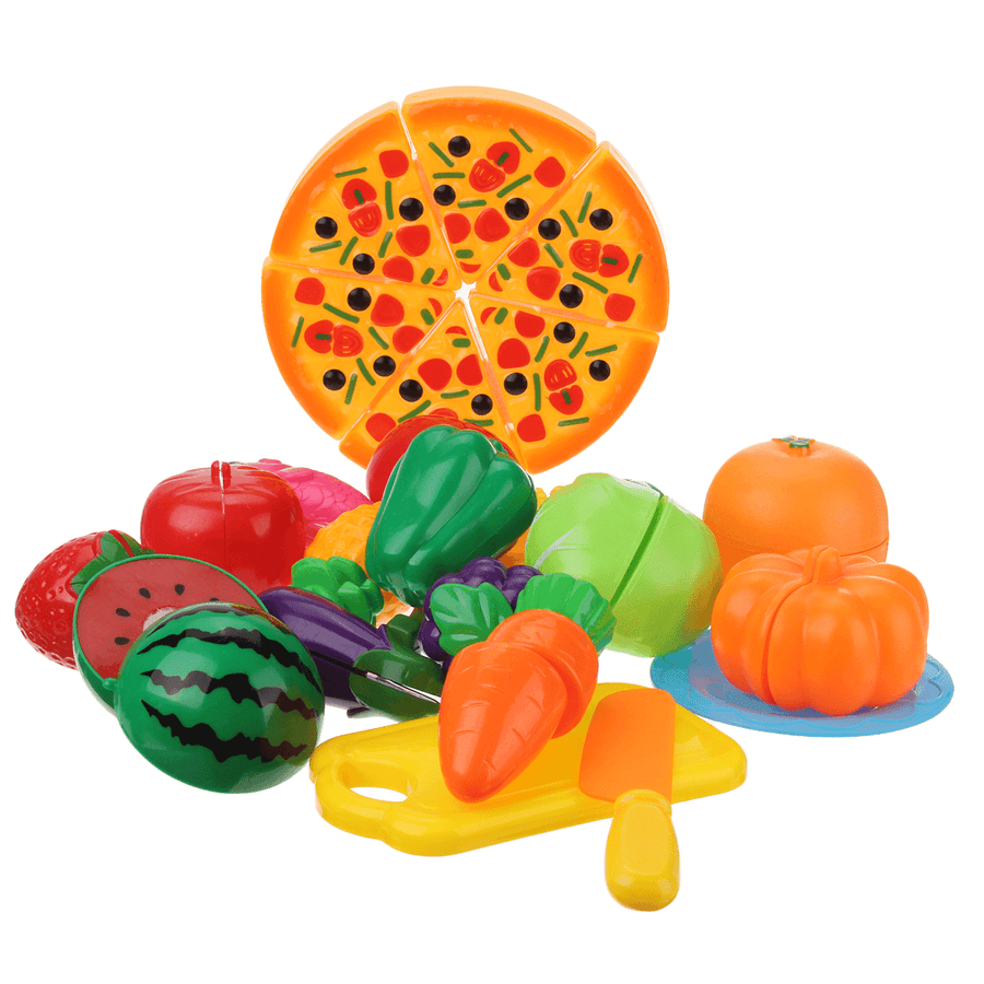 24 PCS Kids Kitchen Pretend Role Play Cutting Set Fruit Vegetable Food Toys Gifts Improve Practical＆Thinking Ability - MRSLM
