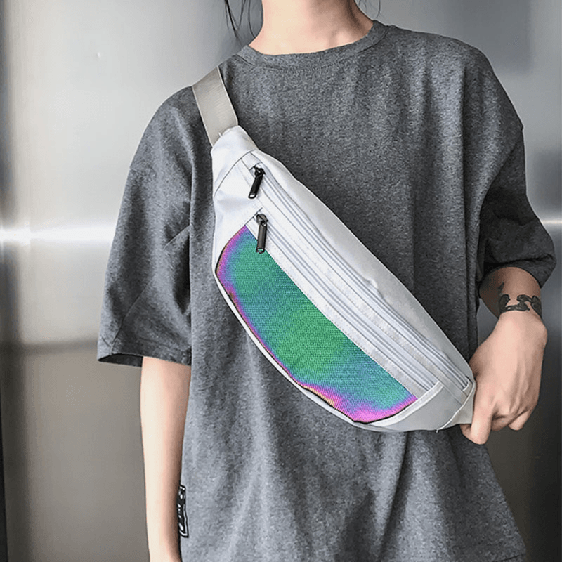 Unisex Patchwork Color Reflective Casual Chest Bag Shoulder Bag - MRSLM