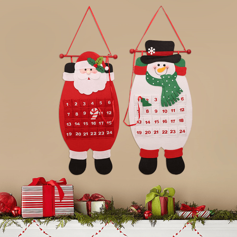 Christmas 2017 Advent Calendar Craft Santa Claus Snowman Hanging Decor Christmas Pendant Ornament - MRSLM
