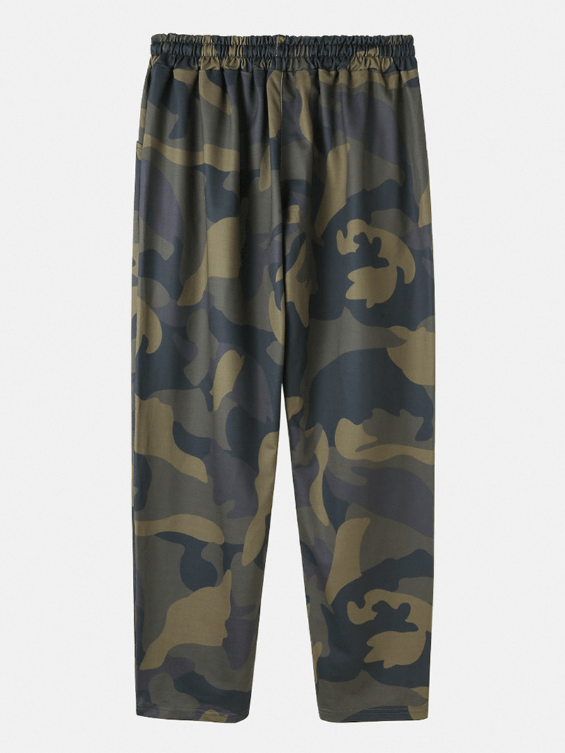 Cotton Mens Camouflage Drawstring Casual Pants with Pocket - MRSLM