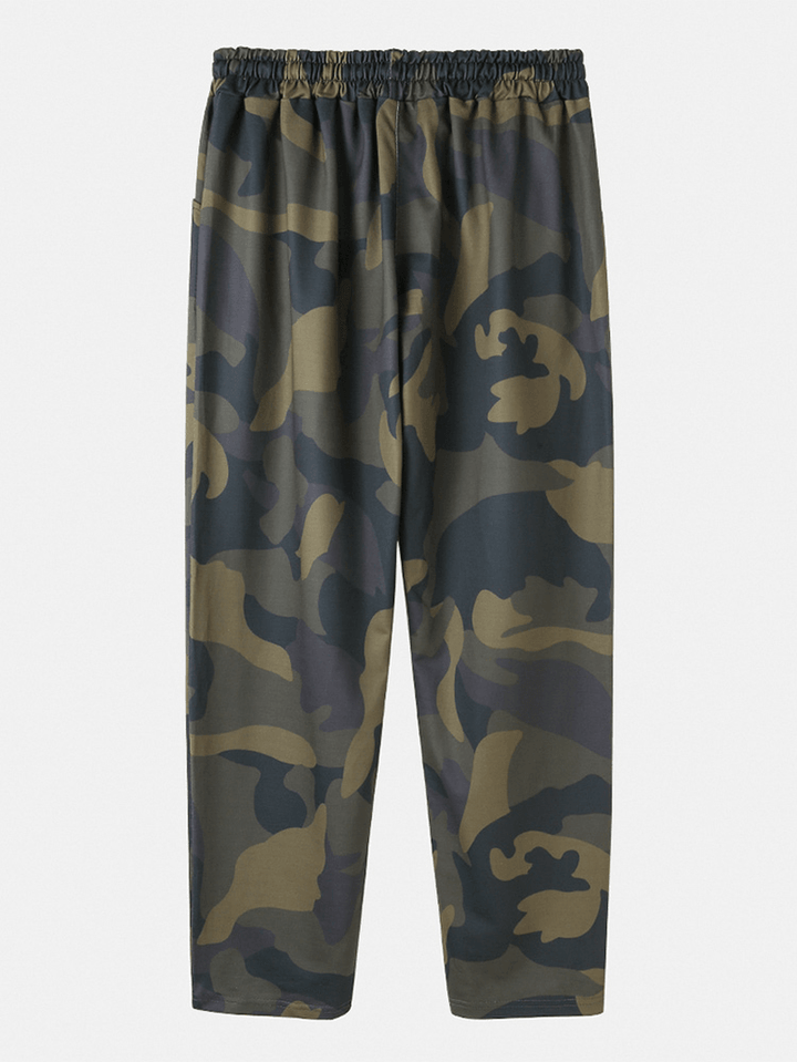 Cotton Mens Camouflage Drawstring Casual Pants with Pocket - MRSLM