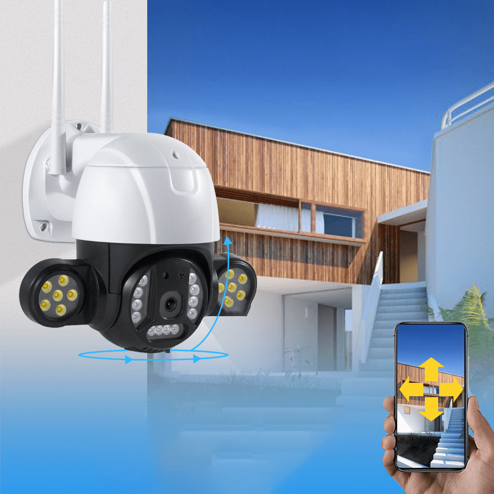 3MP HD Smart Wireless Outdoor Security Camera WIFI Dual Night Vision Motion Detecting IP66 Waterproof Camera Two-Wai Voice Audible Alarm Camera Work with Tuya APP - MRSLM