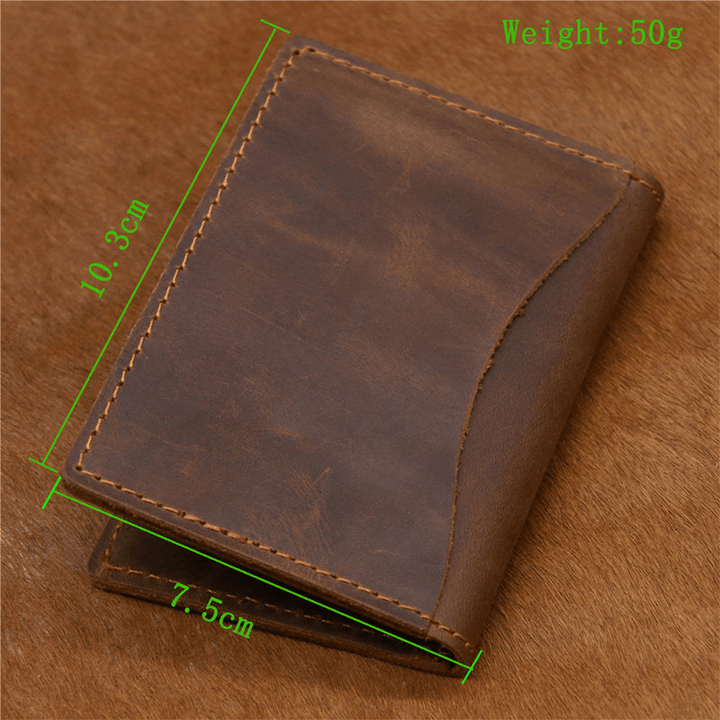 Men Bifold Leather Wallets Thin Driver'S License Coin Purse Card Holder Money Clip Cowhide Wallets - MRSLM