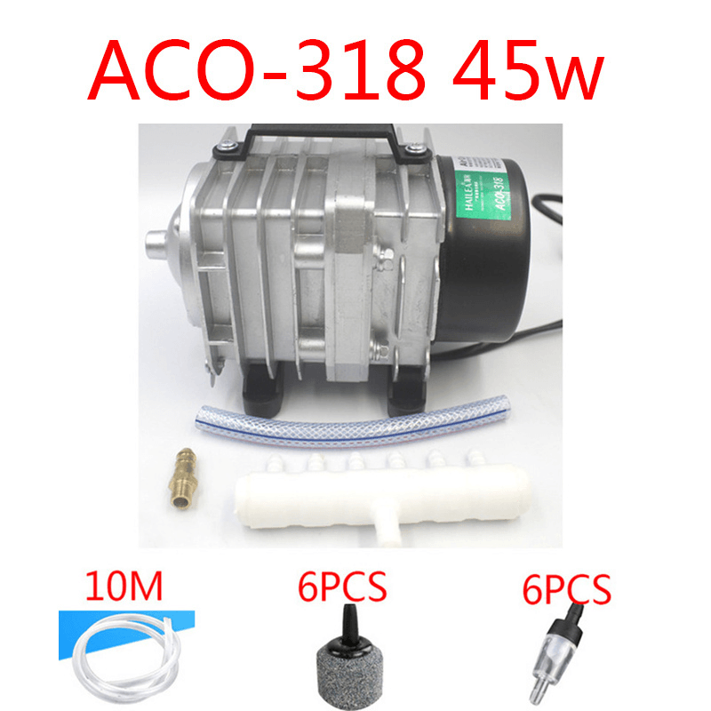 25W/35W/45W Electromagnetic Air Compressor Fish Tank Oxygen Air Pump Hydroponics 6 Way Air Aerator Pump - MRSLM
