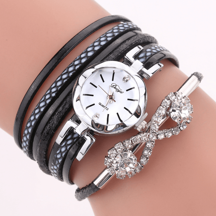 DUOYA D258 Retro Style Women Bracelet Watch Bow Crystal Quartz Watch - MRSLM