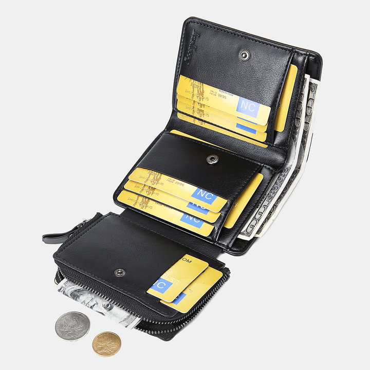 Baellerry Men Faux Leather Causal Business Zipper Coin Wallet - MRSLM