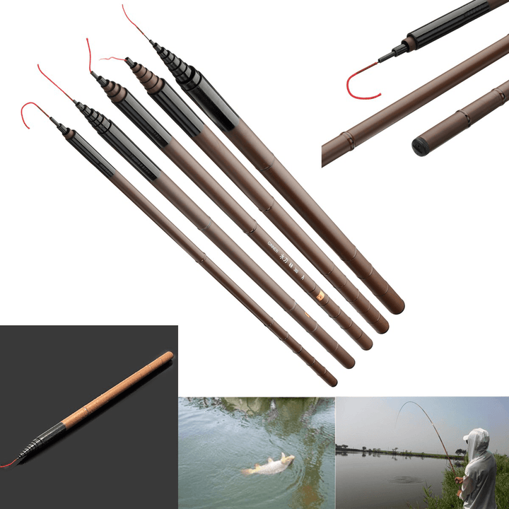 ZANLURE 2.7-6.3M Carbon Fiber Telescopic Fishing Rod Superhard Ultra Light Freshwater Fishing Rod - MRSLM