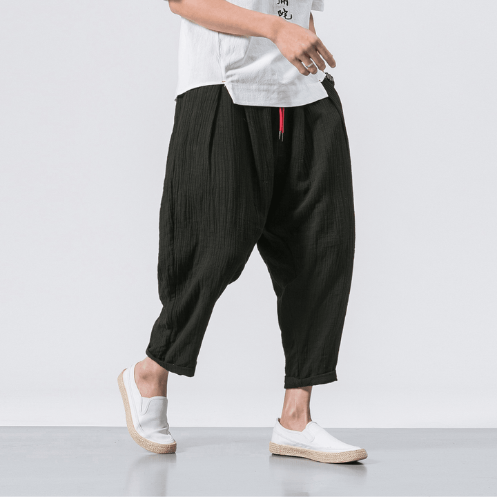 Chinese Style Cotton and Linen Men'S Casual Trousers - MRSLM