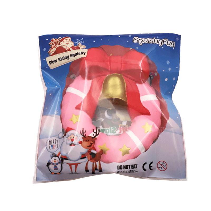 Squishyfun Christmas Jingle Bell Donut Squishy 13Cm Gift Slow Rising Original Packaging Soft Decor Toy - MRSLM