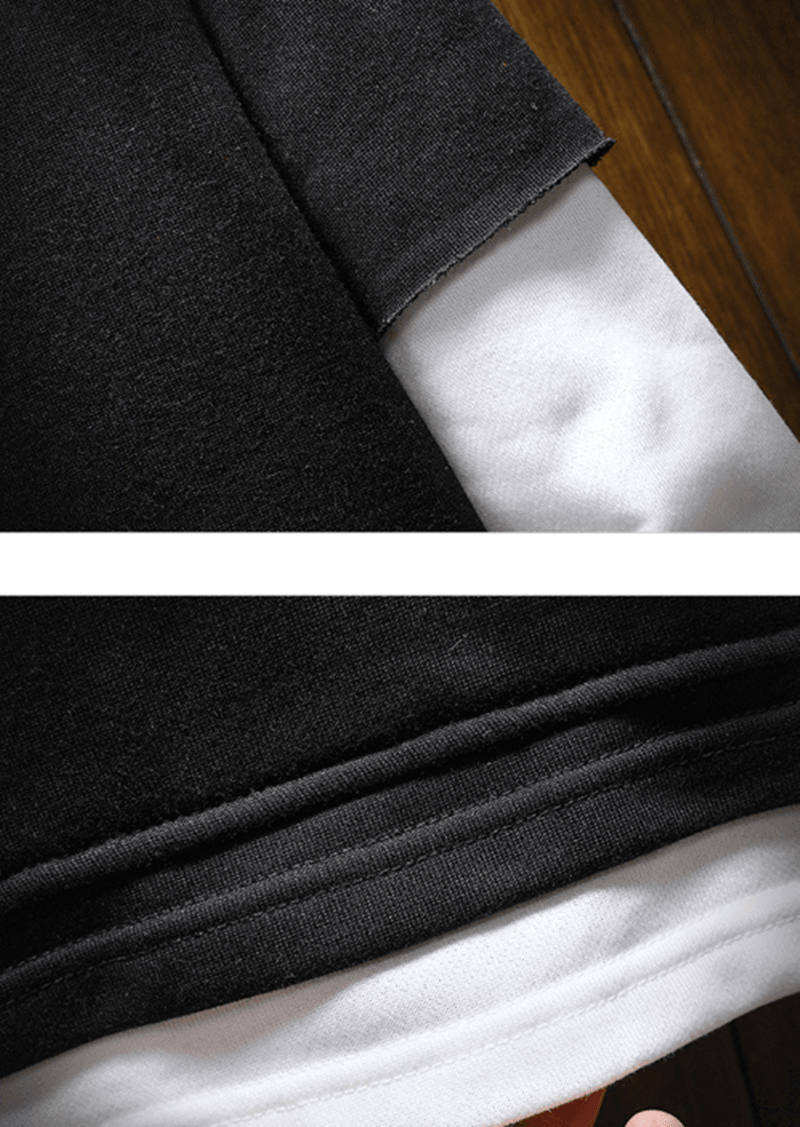 Men'S Sweater Japanese Retro Hip-Hop Fake Two-Piece Suit - MRSLM