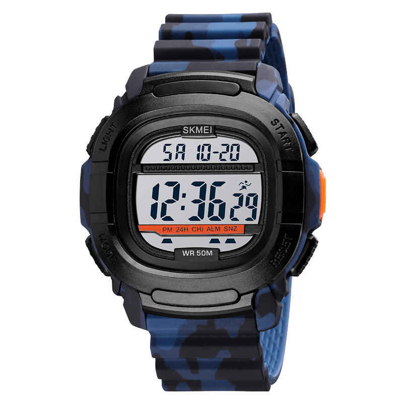 SKMEI 1657 Sport Men Watch Date Week Display 5ATM Waterproof Stopwatch Countdown LED Light Outdoor Digital Watch - MRSLM