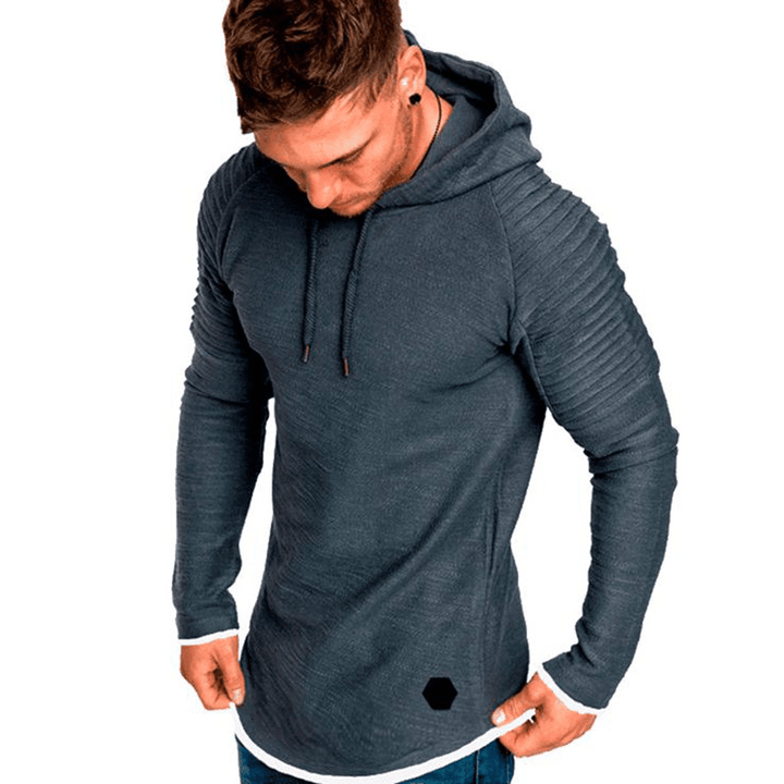 Men'Srround Neck Slim Hooded Long Sleeves - MRSLM