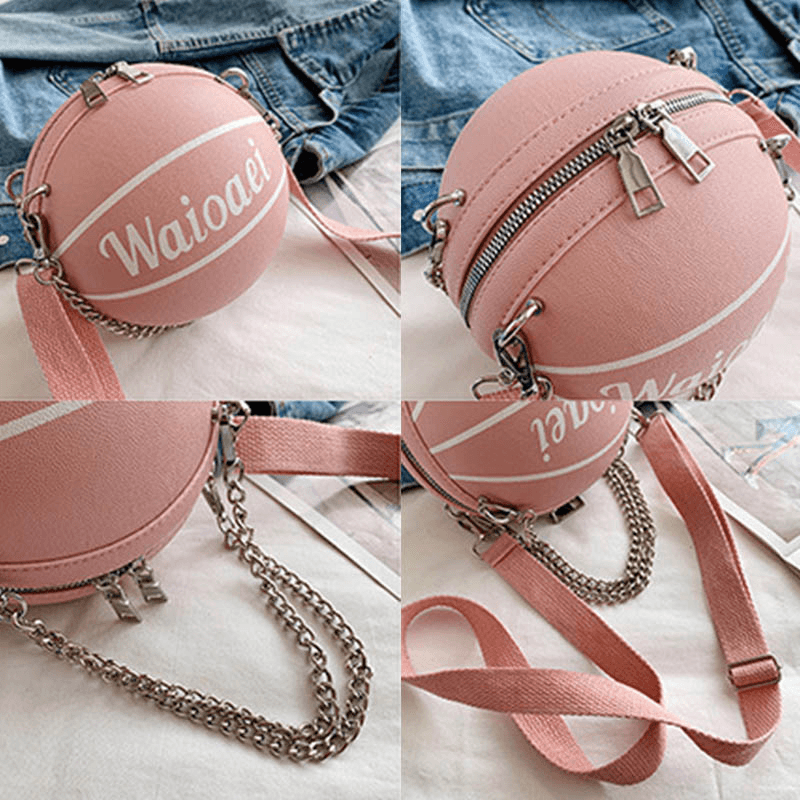 Wonmen Unique Design Basketball Look Solid Color Handbag Fashion Adjustable Shoulder Bag Cross Body Bag - MRSLM
