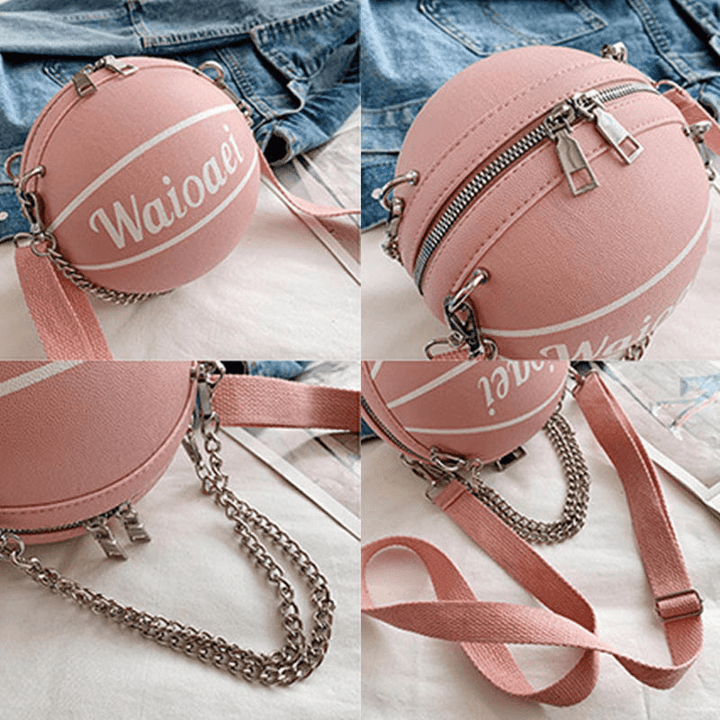 Wonmen Unique Design Basketball Look Solid Color Handbag Fashion Adjustable Shoulder Bag Cross Body Bag - MRSLM