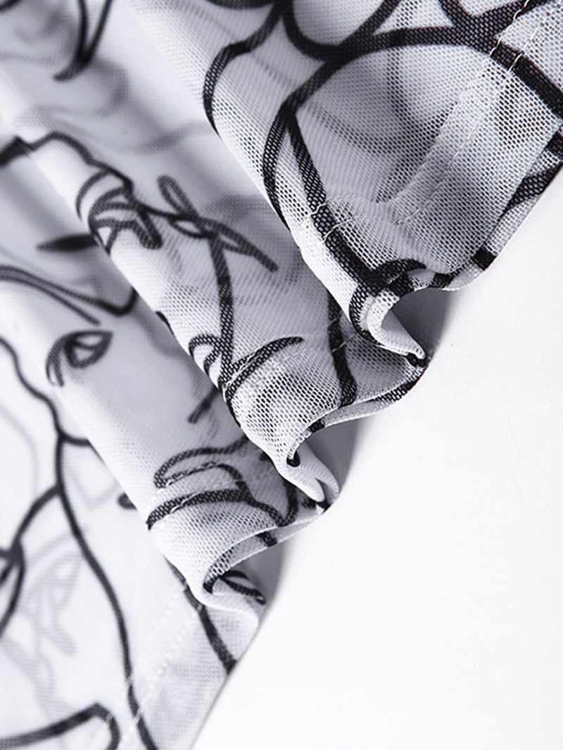 Stick Figure Portrait Print Perspective Bodycon Dress - MRSLM