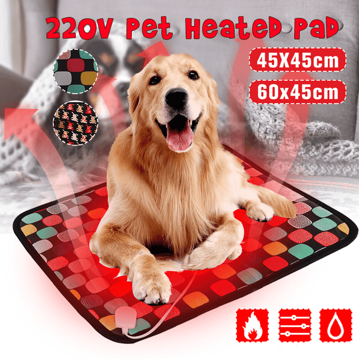 3-Mode 220V Pet Dog Cat Puppy Electric Heater Pad Bed Mat Whelping Box Waterproof 60*45Cm/45*45Cm - MRSLM