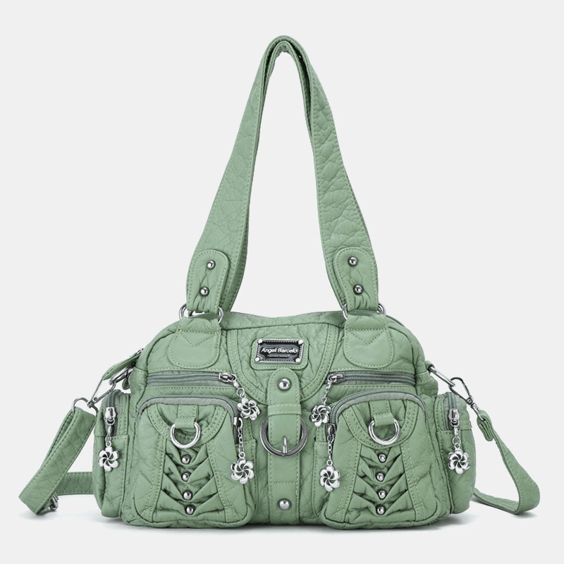 Angel Kiss Women PU Leather Multi-Carry Solid Color Fashion Casual Shoulder Bag Crossbody Bag Handbag - MRSLM