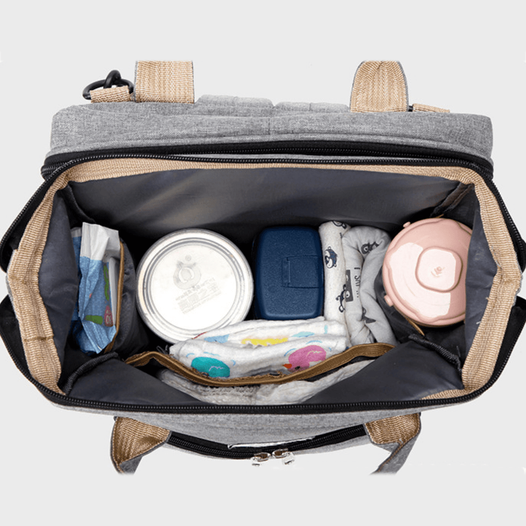 2 in 1 Foldable Diaper Bag Large Capacity Baby Crib Backpack Nappy Mummy Bags for Mom Outdoors Travel - MRSLM
