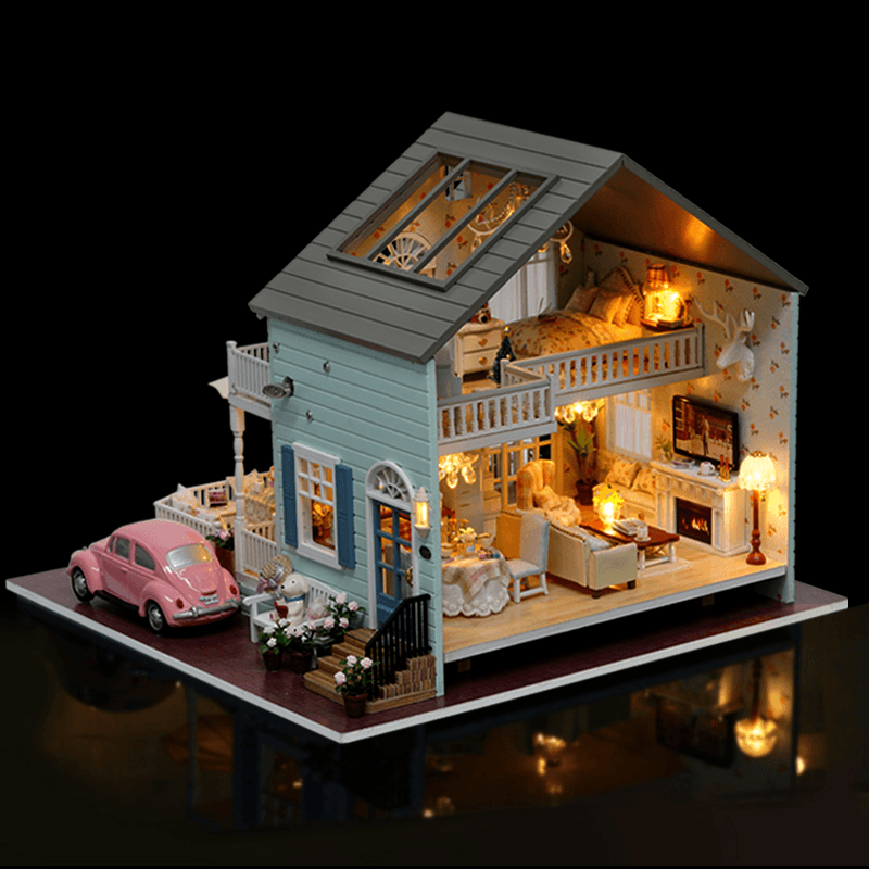 Cuteroom A-035-A Queens Town DIY Dollhouse Miniature Model with Light Music Collection Gift - MRSLM