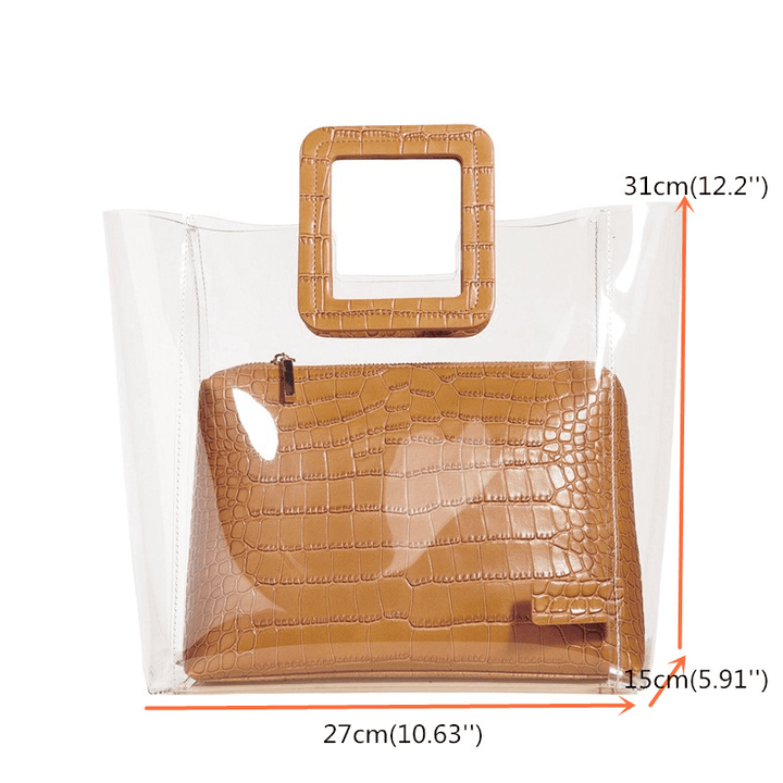Women Clear Crocodile Pattern 2 Pieces Handbag - MRSLM