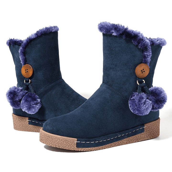 LOSTISY Women Zipper Boots Plush Fur Warm Snow Boots - MRSLM