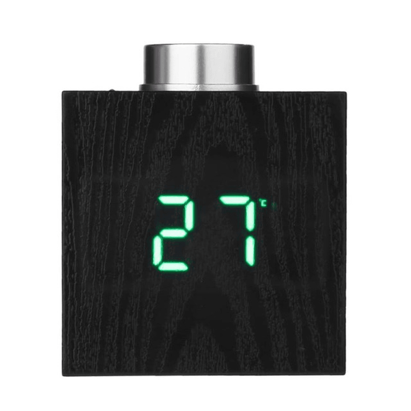 TS-T13 Wooden Grain LED Knob Digital Electronic Creative Thermometer Hygrometer USB Charging Temperature and Humidity Measure - MRSLM