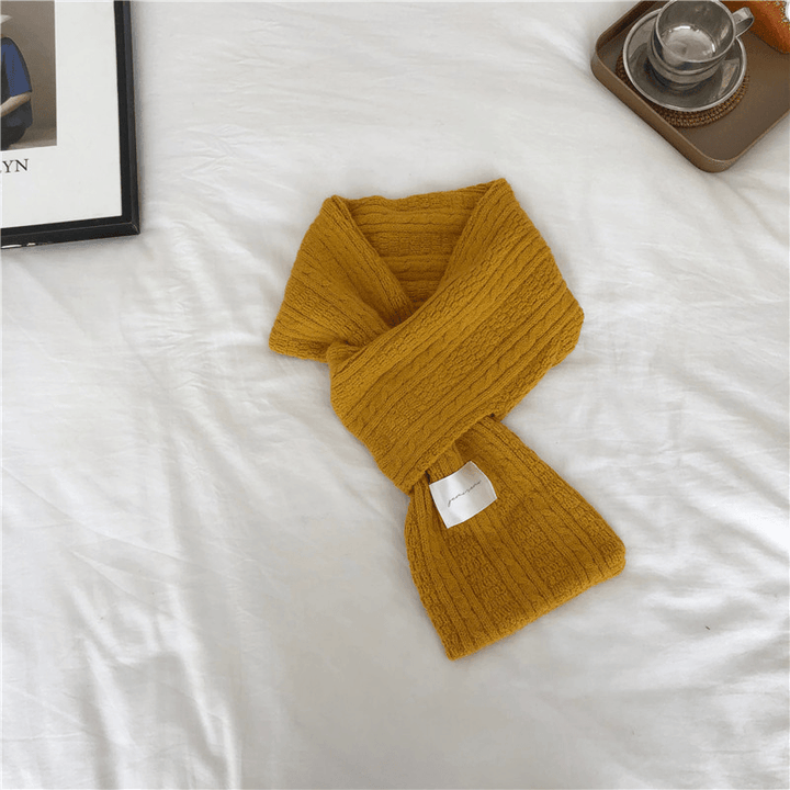 Pure Color Cashmere Knitted Thickened Cross Warm Scarf - MRSLM