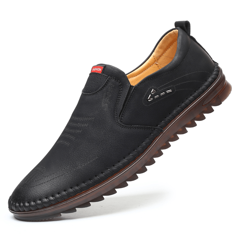 Men Microfiber Leather Slip Resistant Soft Sole Casual Business Loafers - MRSLM