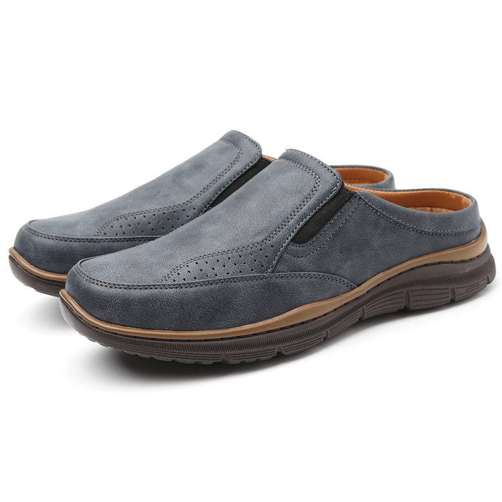 Men Daily Casual Office Work Soft Leather Slippers - MRSLM