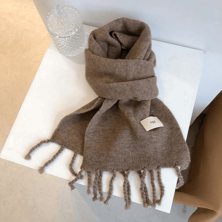Pure Color Tassel Season Wool Knitted Couple Scarf - MRSLM