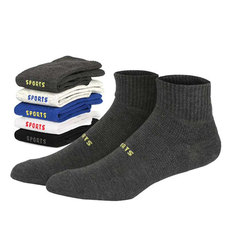Mens Casual Letter SPORT Cotton Ankle Socks High Elastic Breathable Socks - MRSLM